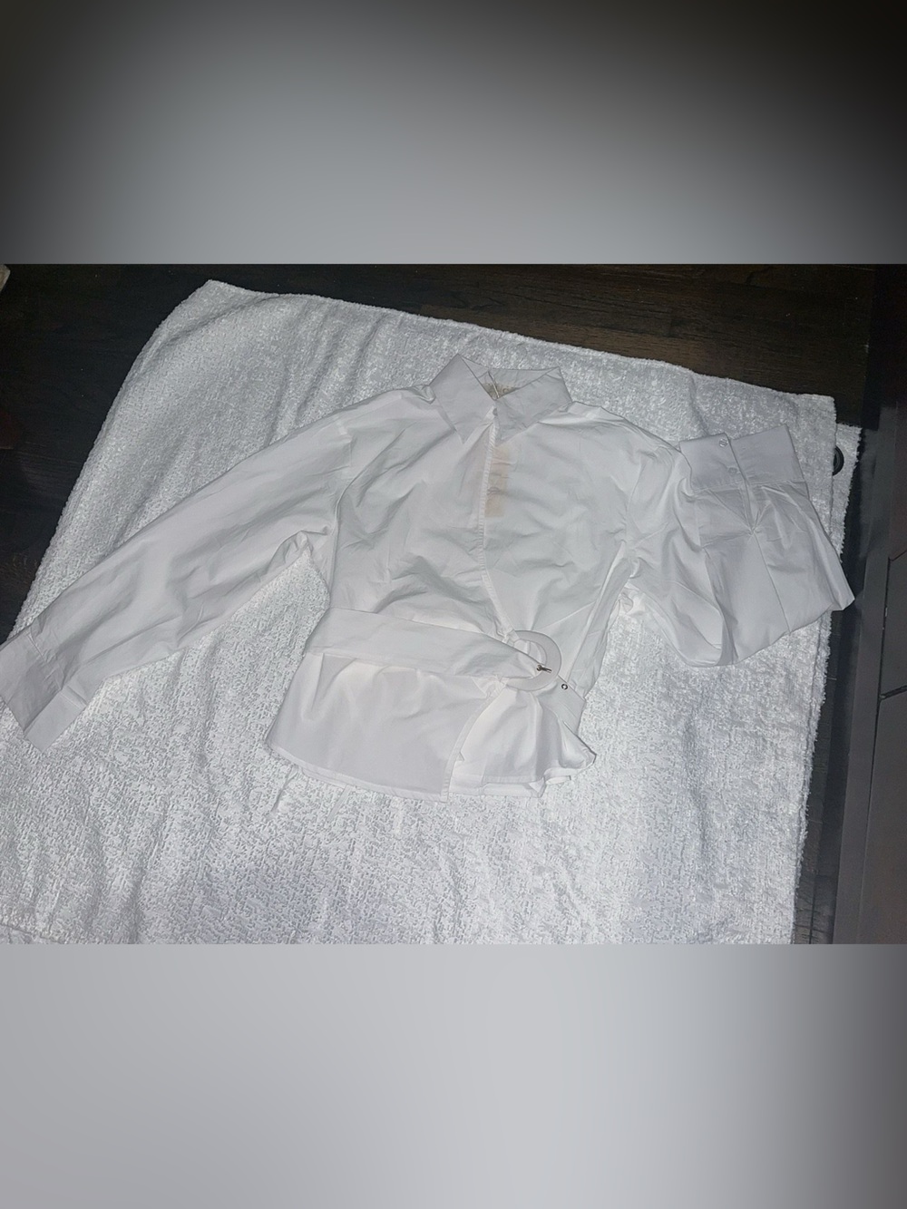 White Wrap Belted Long Sleeve Shirt
